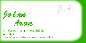 jolan arva business card
