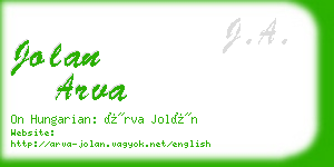 jolan arva business card